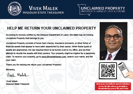 Please Help Me Return Your Unclaimed Property postcard image